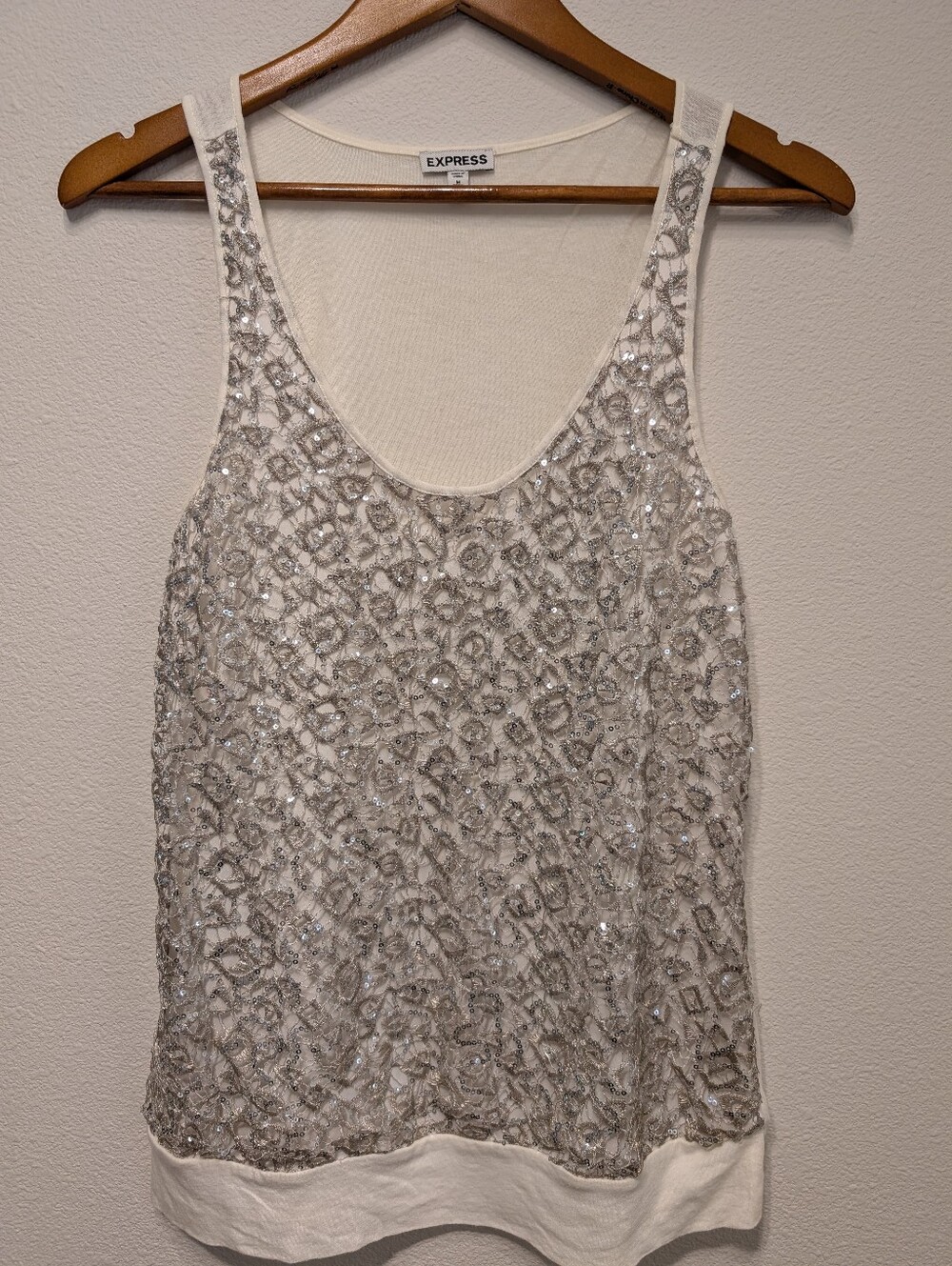 Express White Sequin Embellished Camisole